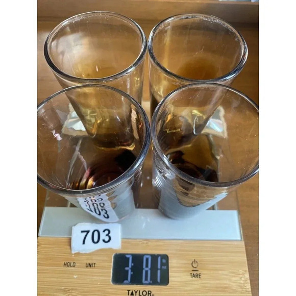 Lot of 4 Mexico Glass Tumblers Clear Amber Gold Purple Hand Made Glasses - Picture 15 of 15